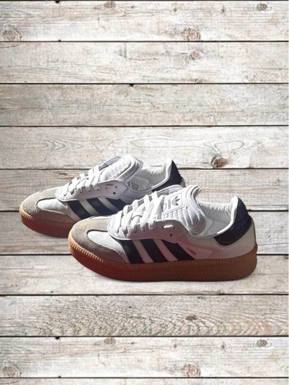 adidas White & Black Gum Sole Sneakers